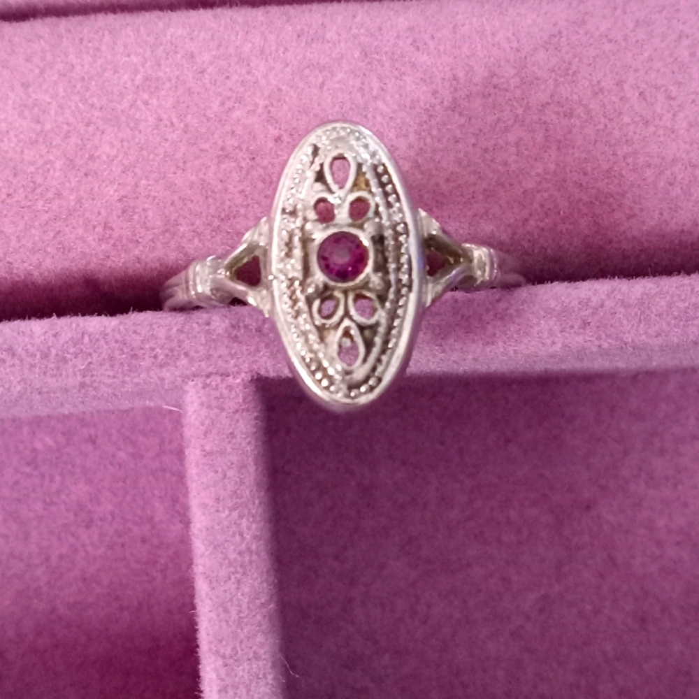 Elegant Silver and Purple Gemstone Ring
